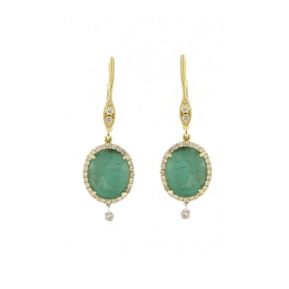 Meira T 14K Gold, Emerald & Diamond Drop Earrings - Picture 1 of 10